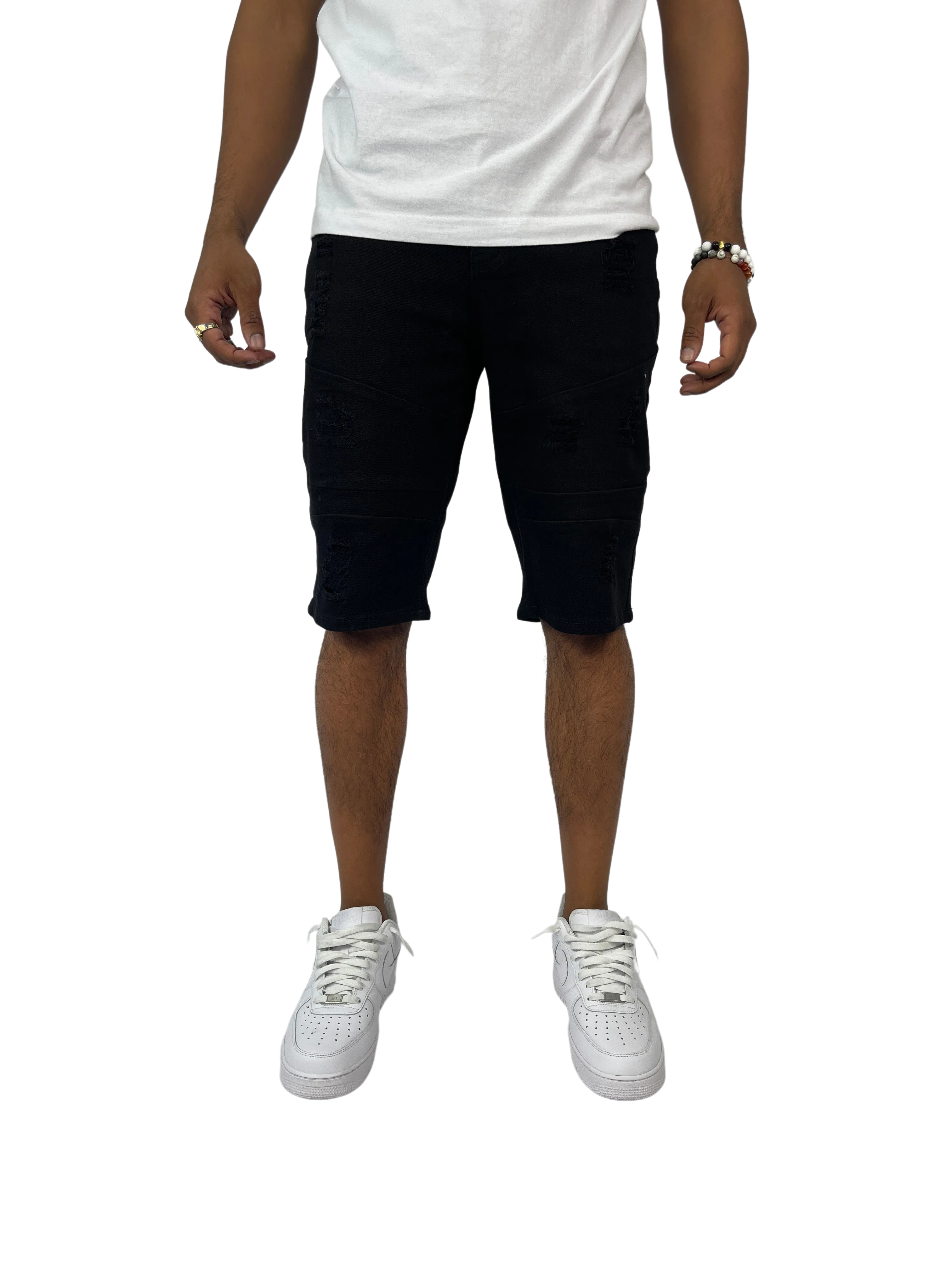 BT-BTS21160-Distressed Twill Shorts