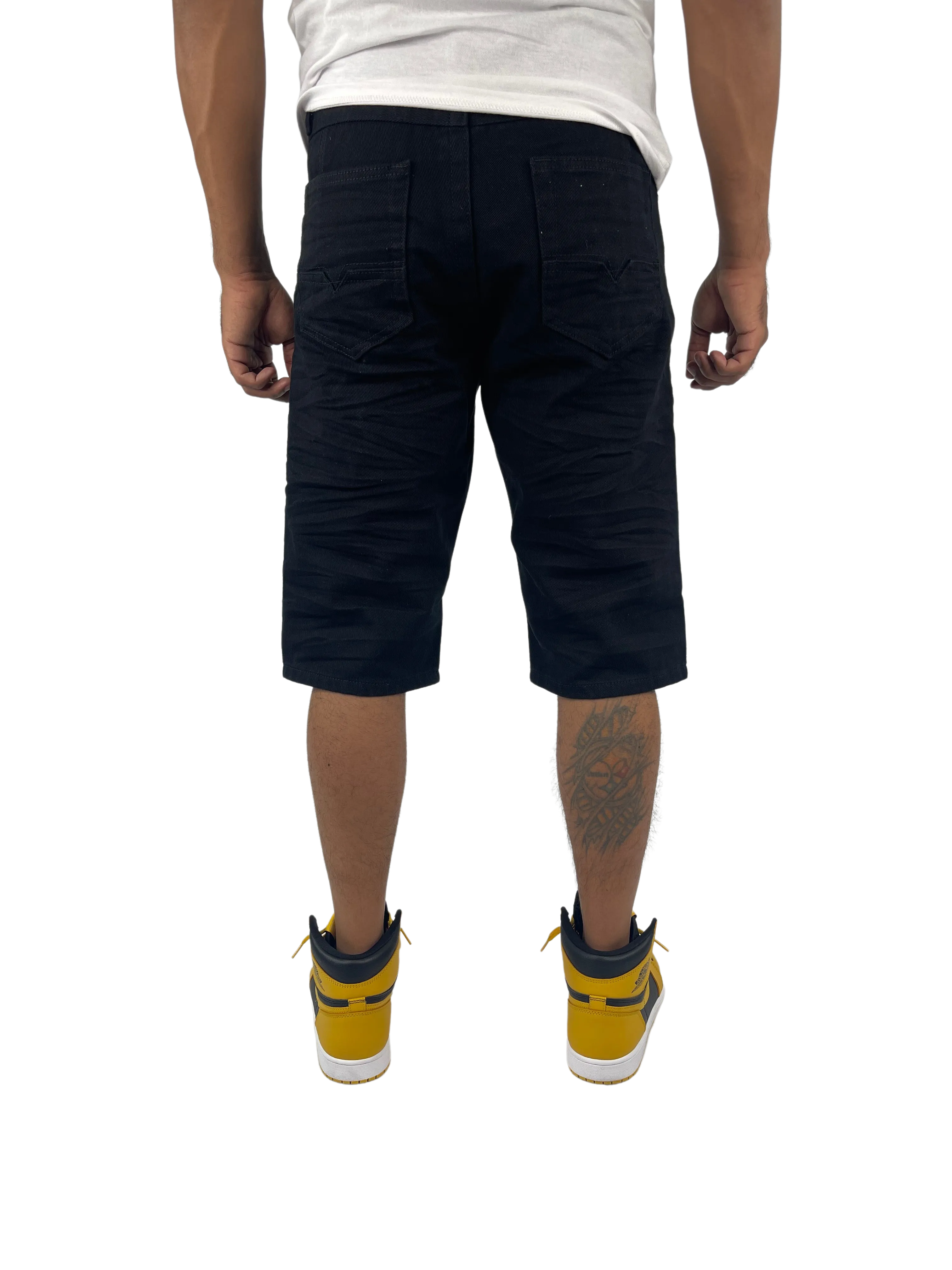 BTS17154: Distressed Solid Colored Twill Shorts
