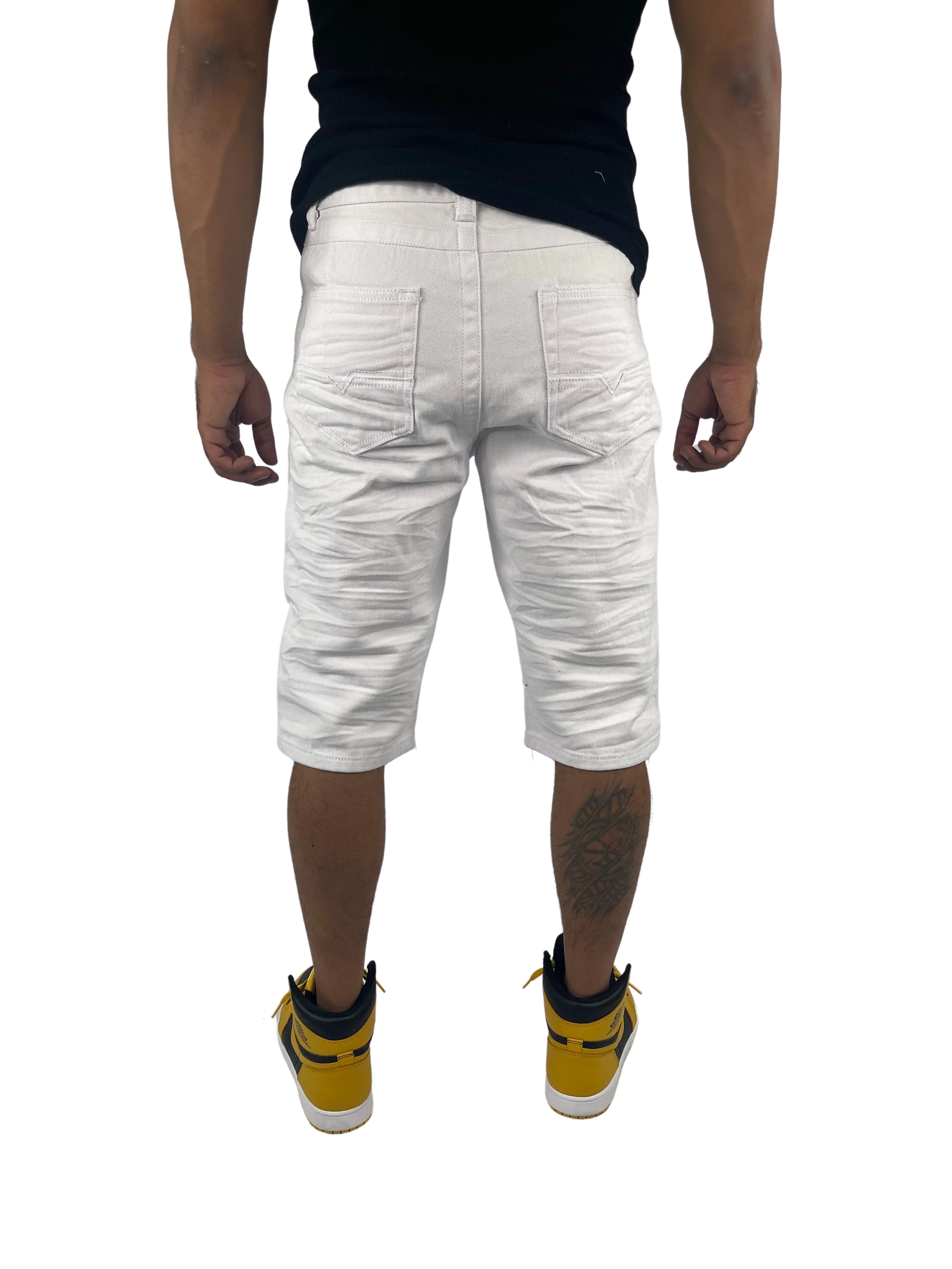 BTS17154: Distressed Solid Colored Twill Shorts