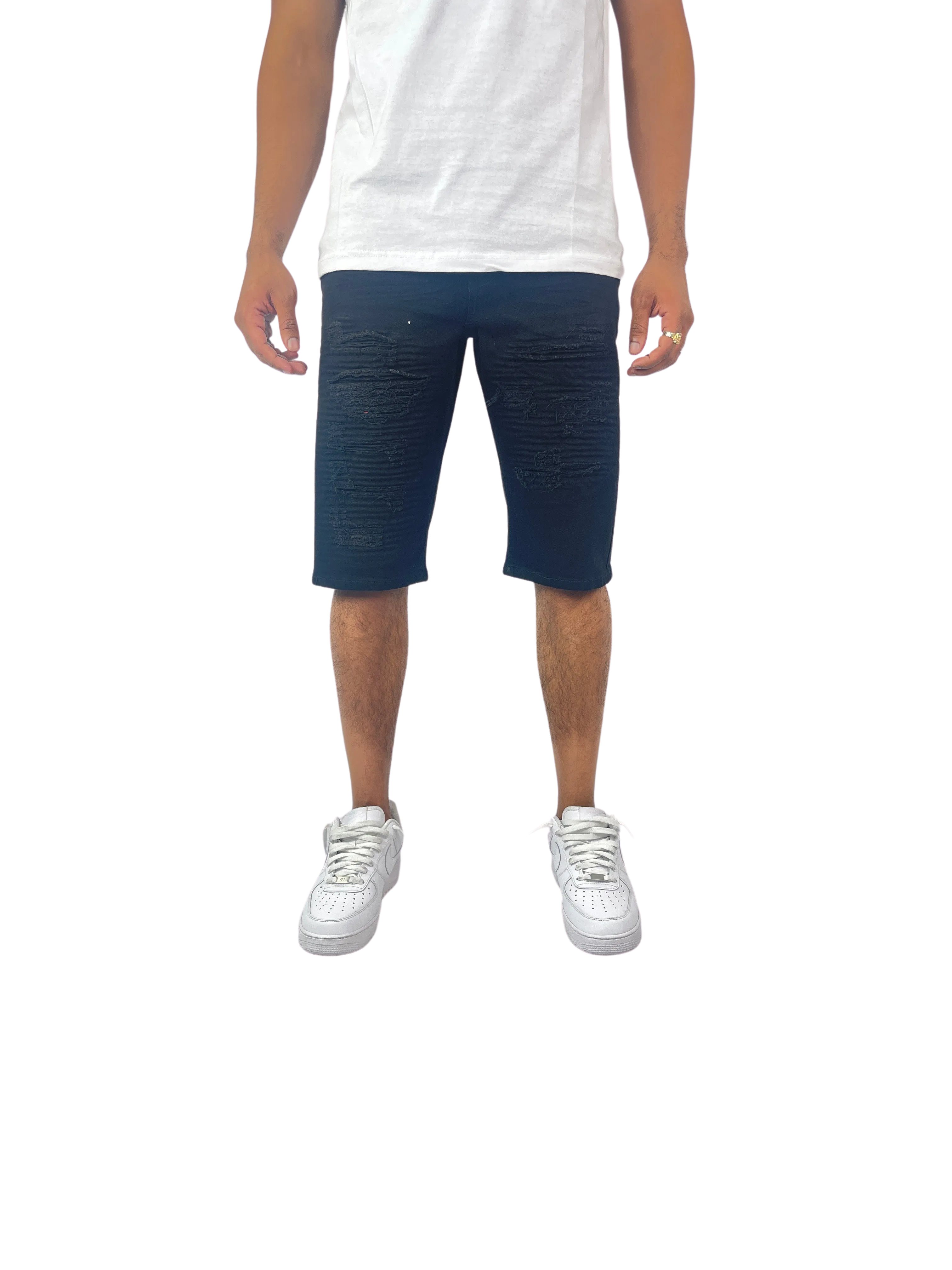 BTS222257X: Big & Tall Distressed Moto Shorts