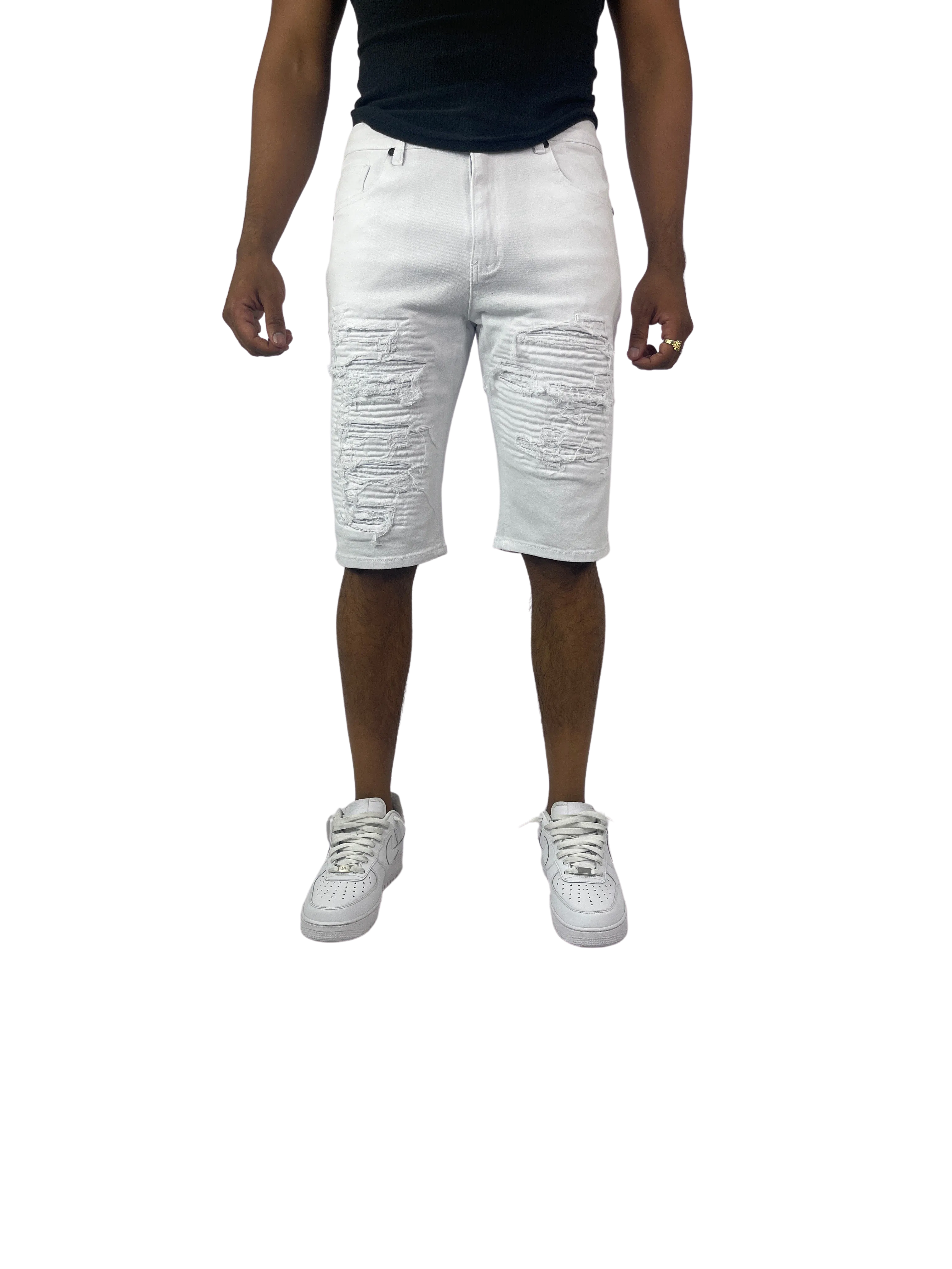 BTS222257X: Big & Tall Distressed Moto Shorts