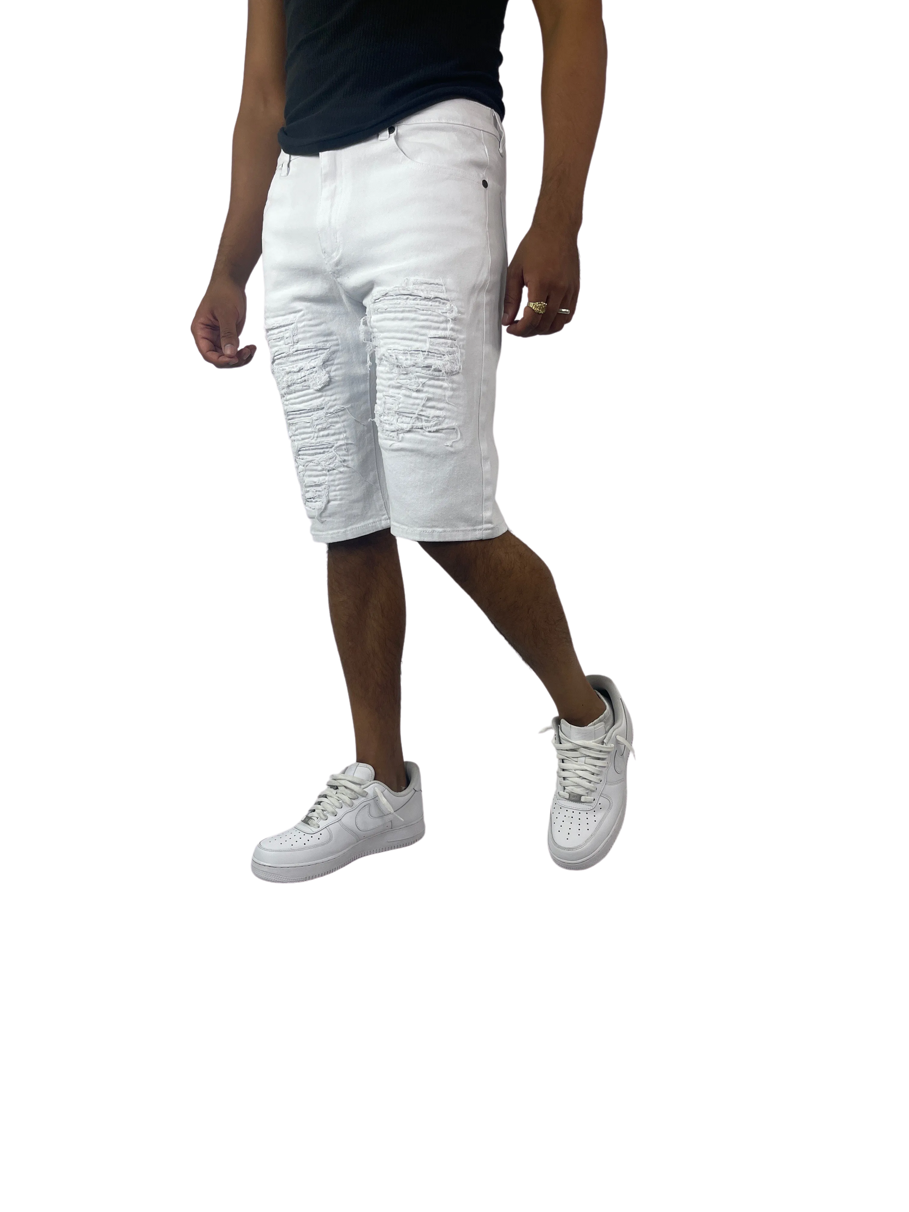 BTS222257X: Big & Tall Distressed Moto Shorts