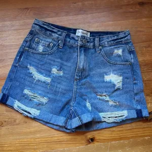 By Together Distressed High Rise Denim Shorts Size Small