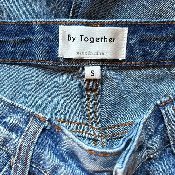 By Together Distressed High Rise Denim Shorts Size Small