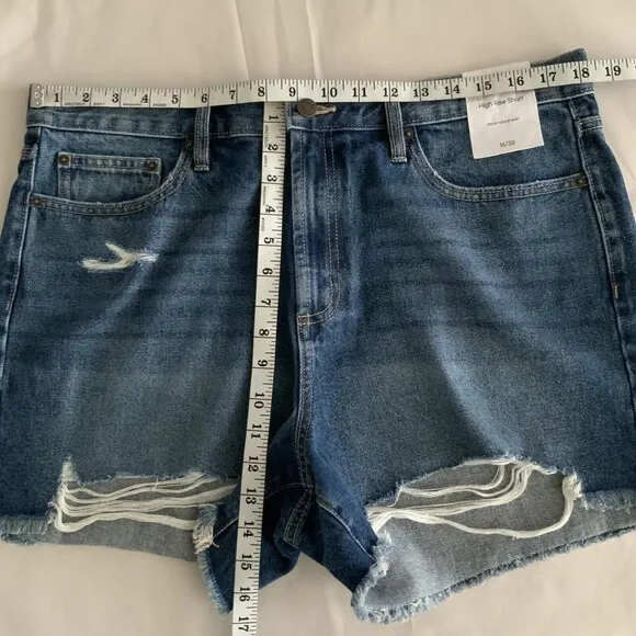 Calvin Klein Jeans  Cut-off Shorts Size 16 Blue Distressed Raw Hem High Rise