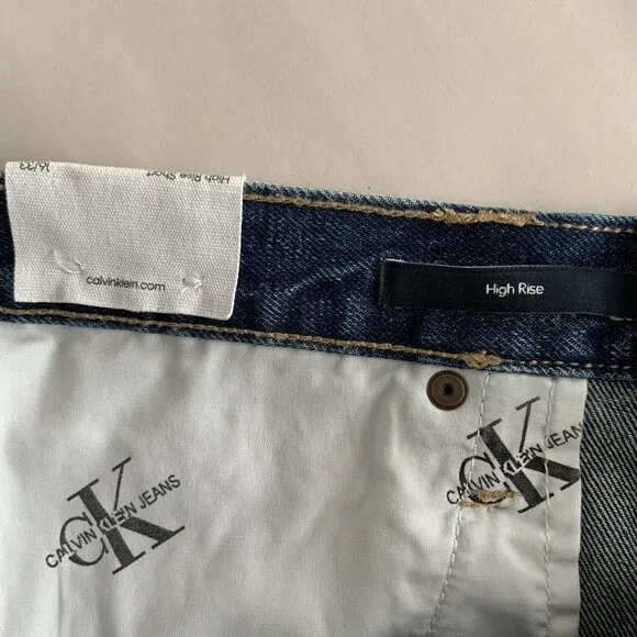 Calvin Klein Jeans  Cut-off Shorts Size 16 Blue Distressed Raw Hem High Rise