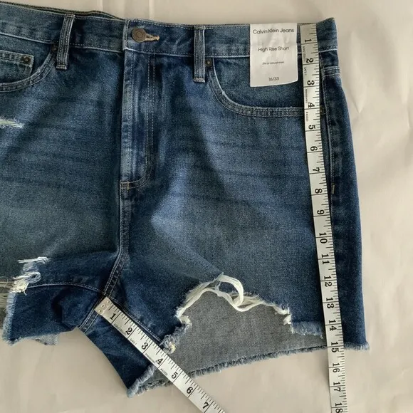 Calvin Klein Jeans  Cut-off Shorts Size 16 Blue Distressed Raw Hem High Rise