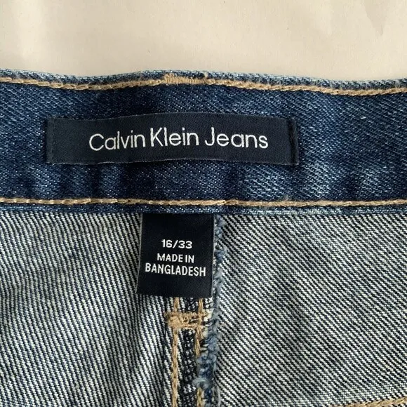 Calvin Klein Jeans  Cut-off Shorts Size 16 Blue Distressed Raw Hem High Rise