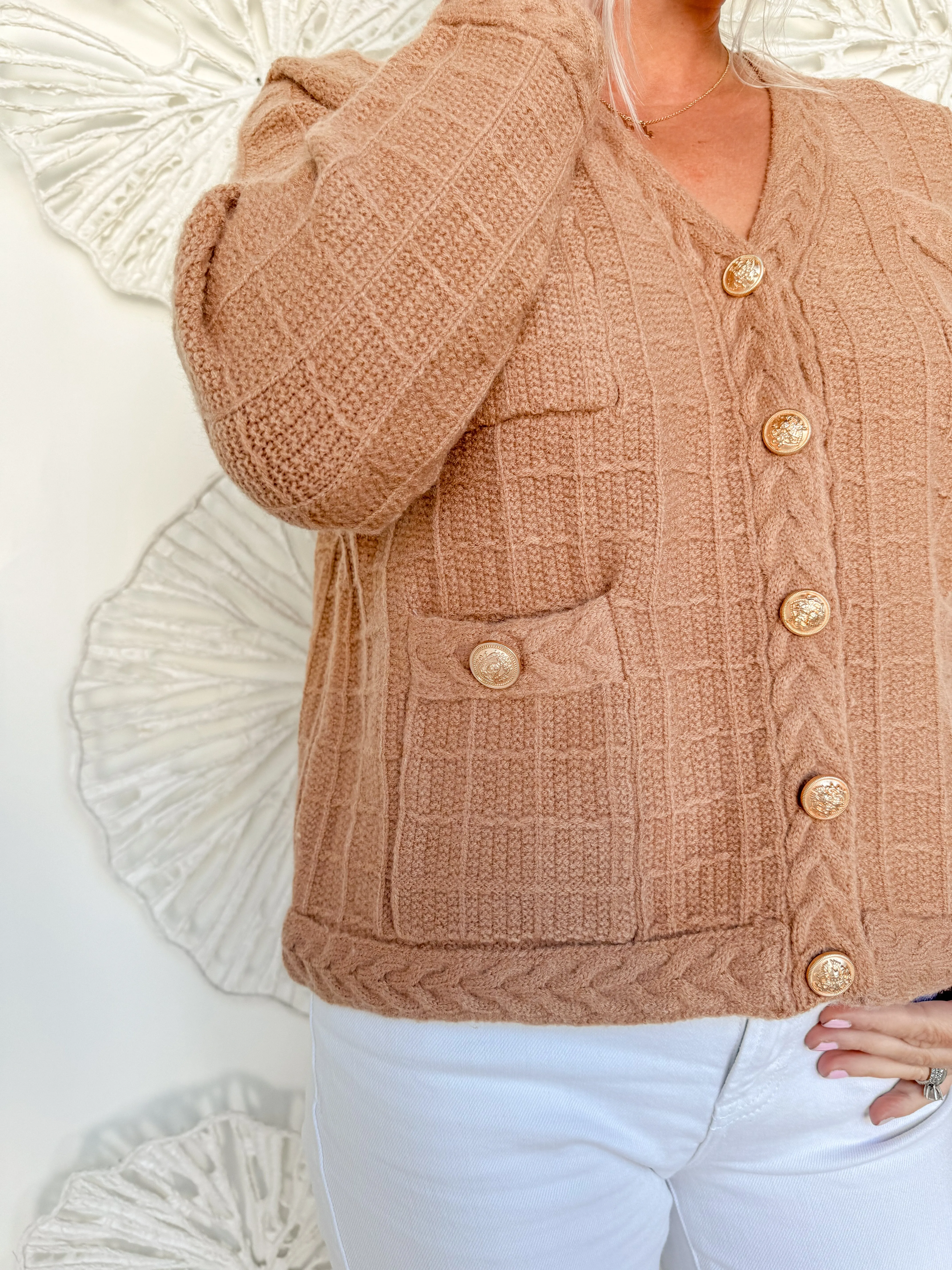 Camel Vintage Button Cardigan
