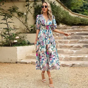 Caroline | Classic Printed Midi Dress