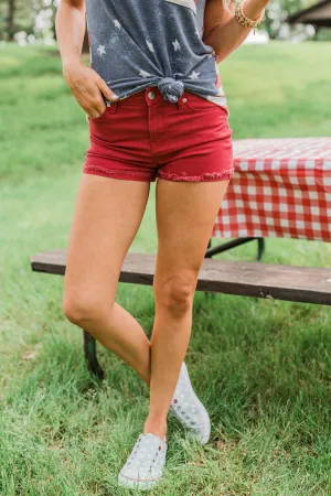 Celebrity Pink Cuff Shorts- Brick Red