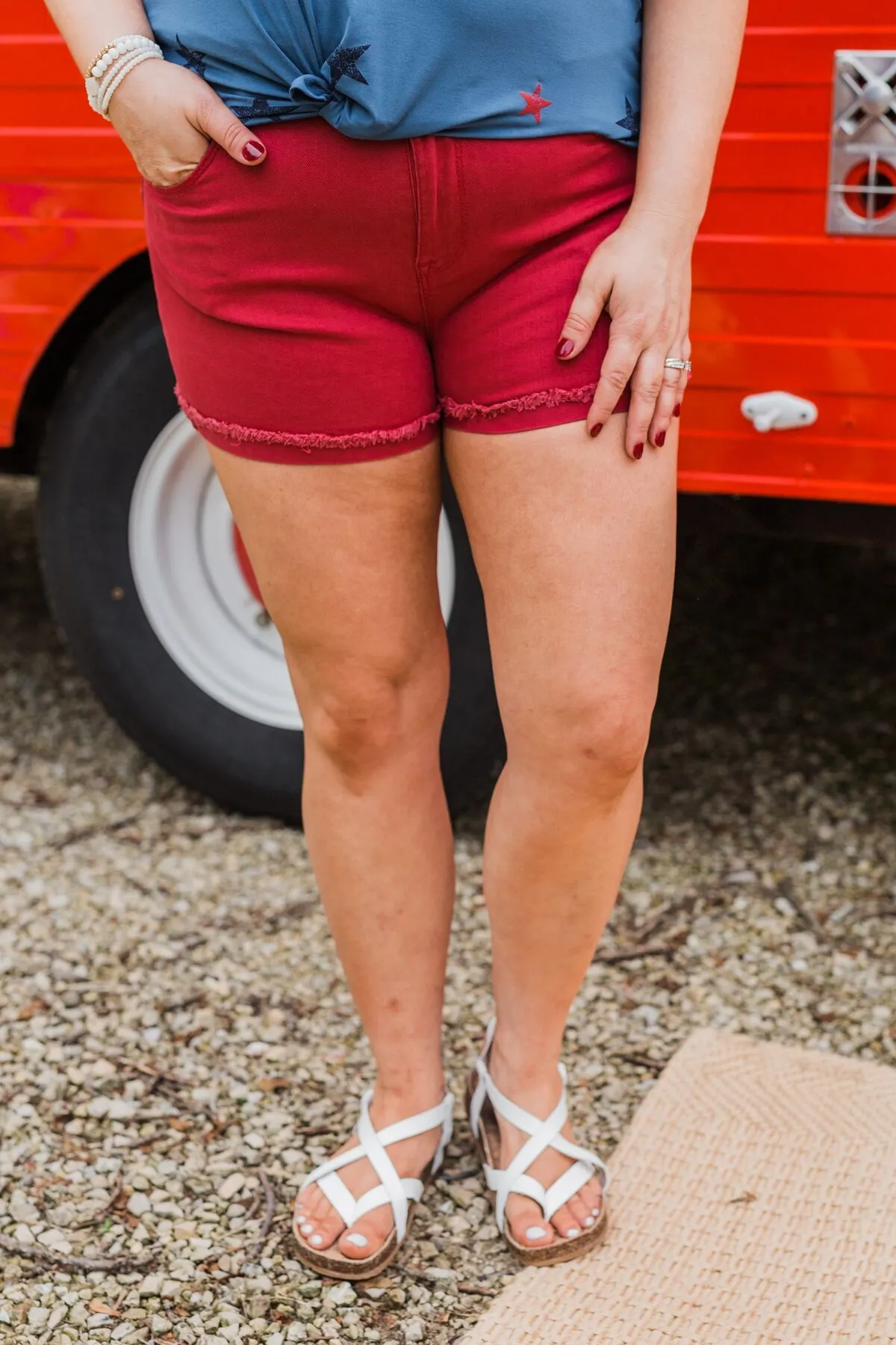 Celebrity Pink Cuff Shorts- Brick Red