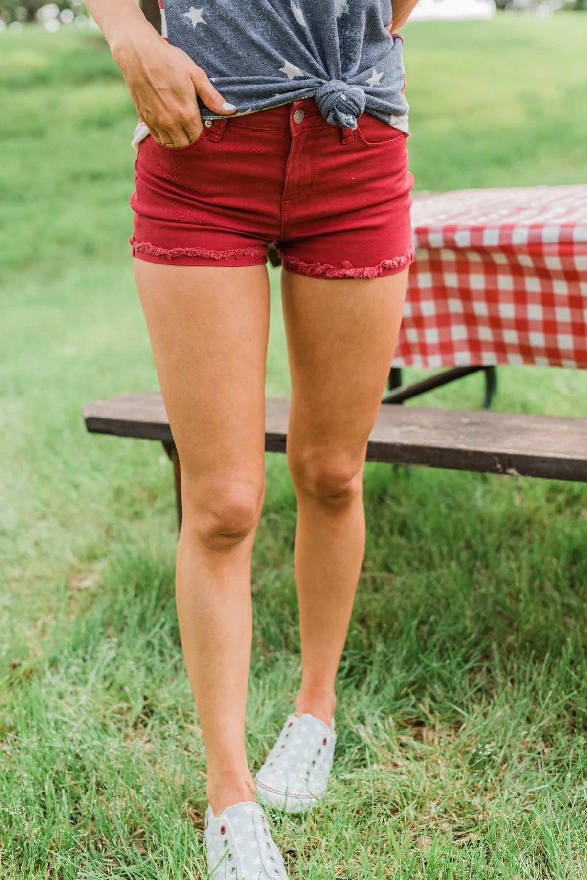 Celebrity Pink Cuff Shorts- Brick Red