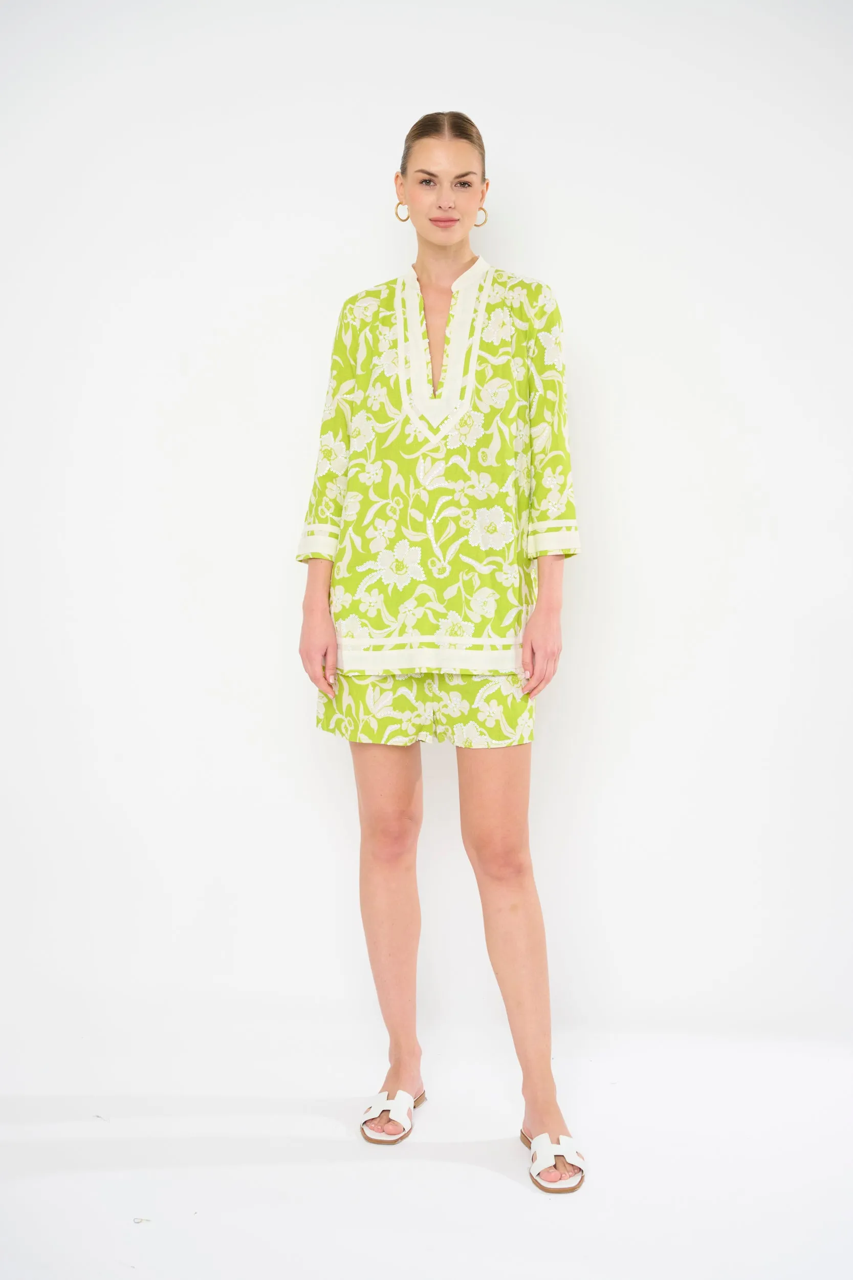Chichi tunic in Cultured Green Pearl by Flora Bea