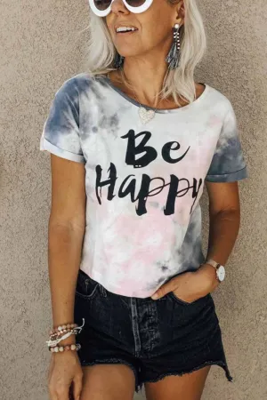 Chicindress Letter-print Tie-dye Short-sleeved T-shirt