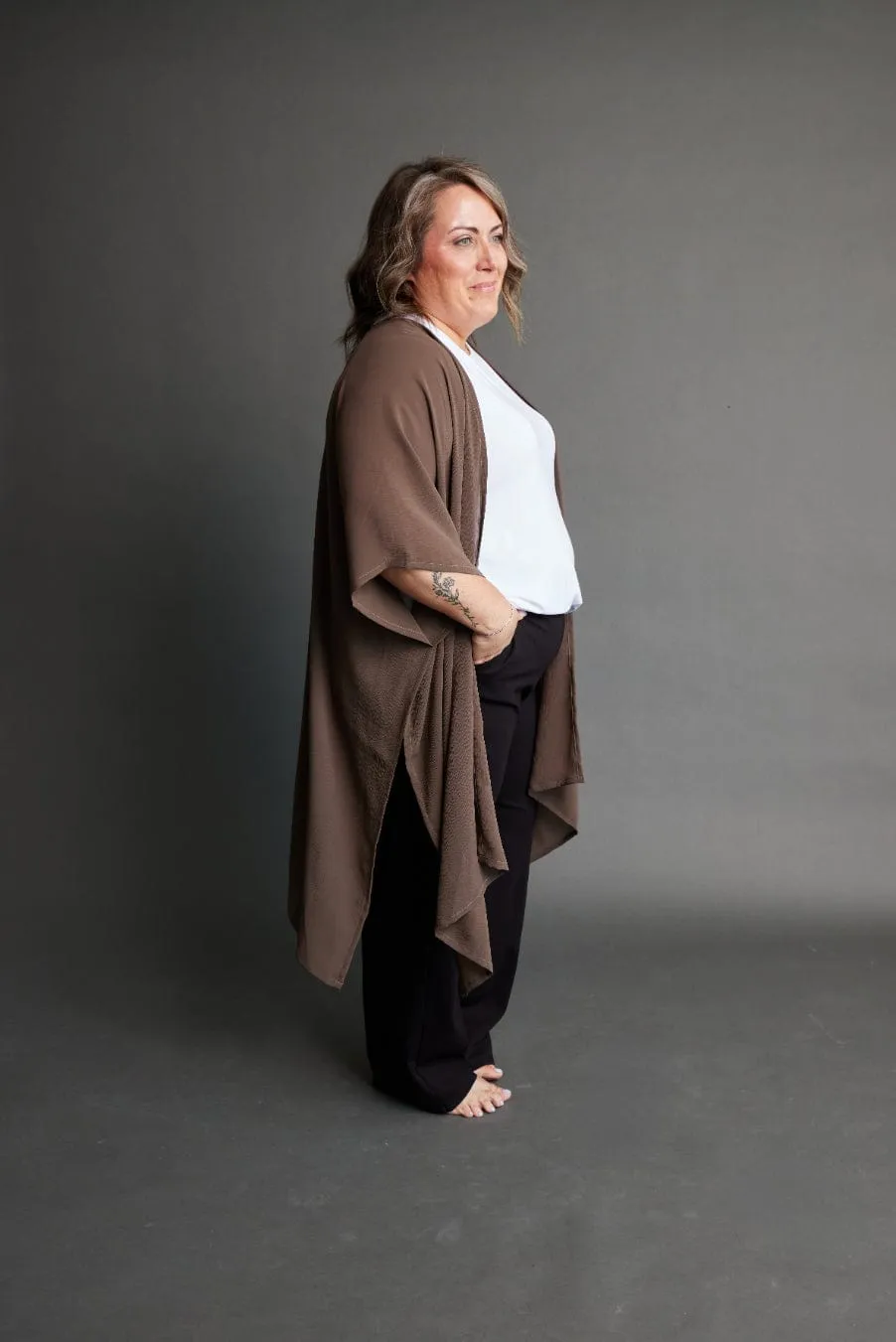 Chiffon Shawl in Dark Taupe