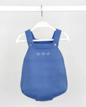 Classic Knitted Dungaree Romper - Dusky Blue