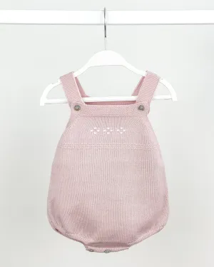 Classic Knitted Dungaree Romper - Pale Rose