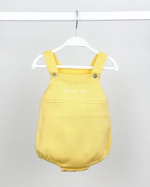 Classic Knitted Dungaree Romper - Pale Yellow