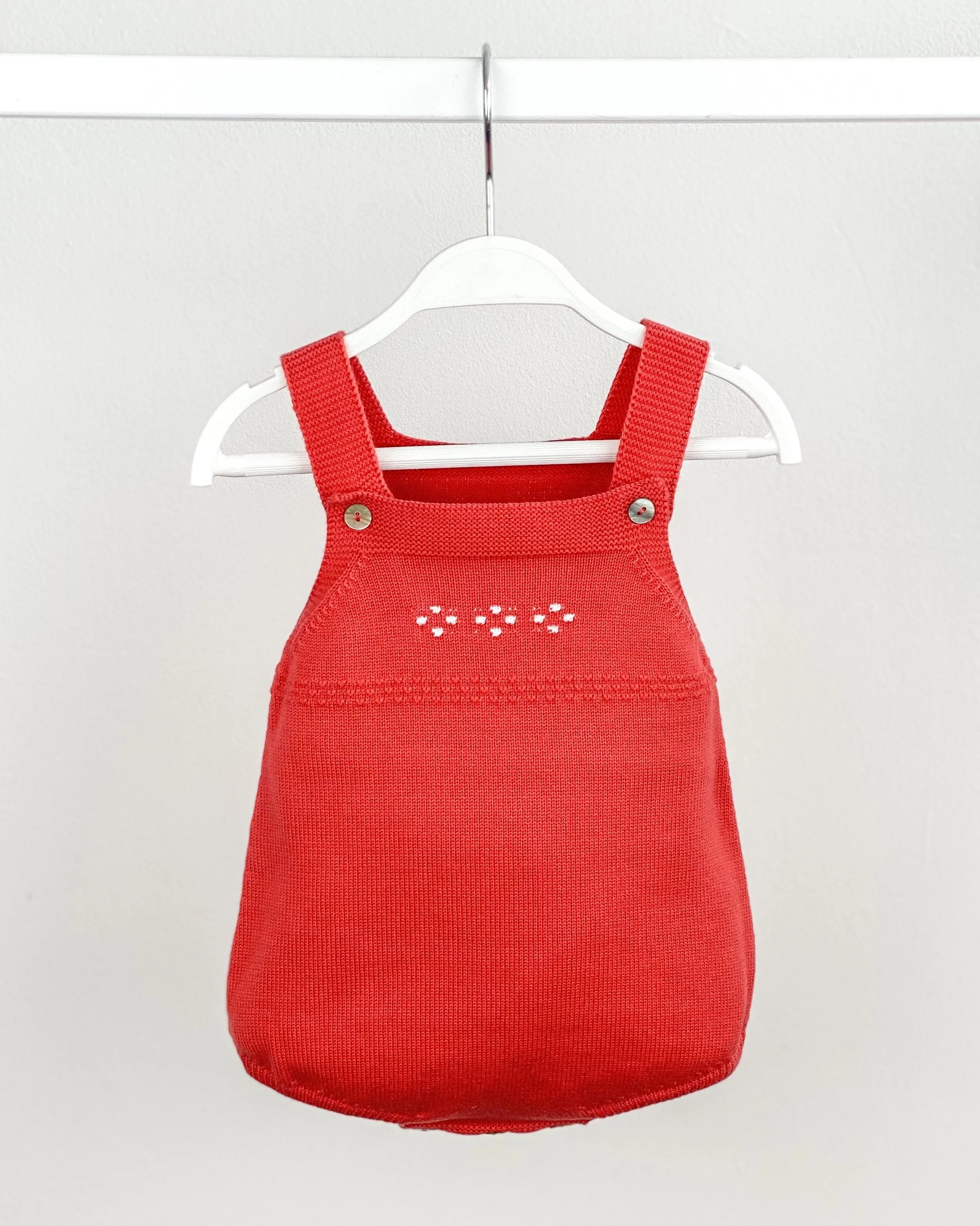 Classic Knitted Dungaree Romper - Red