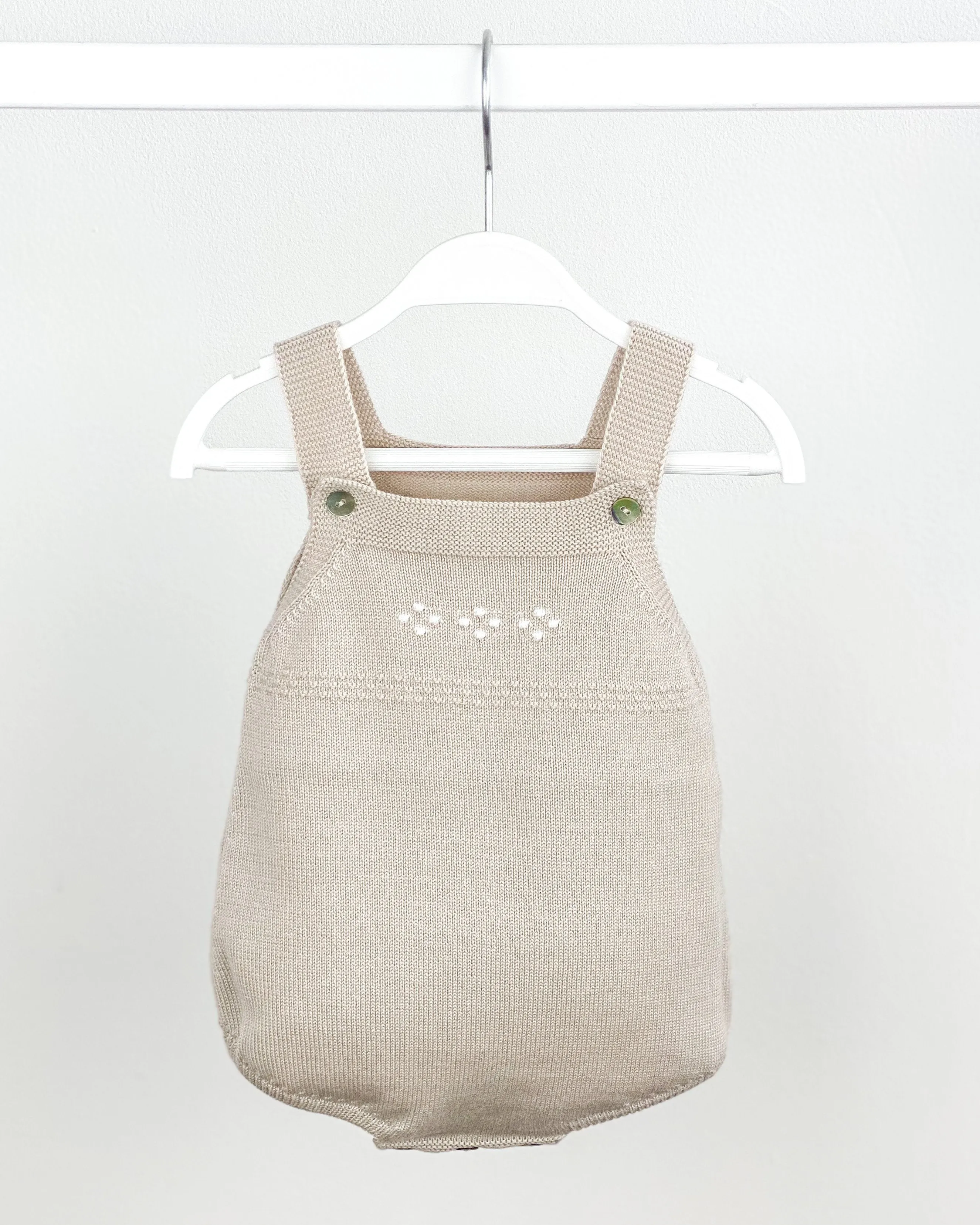 Classic Knitted Dungaree Romper - Stone
