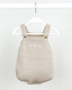 Classic Knitted Dungaree Romper - Stone