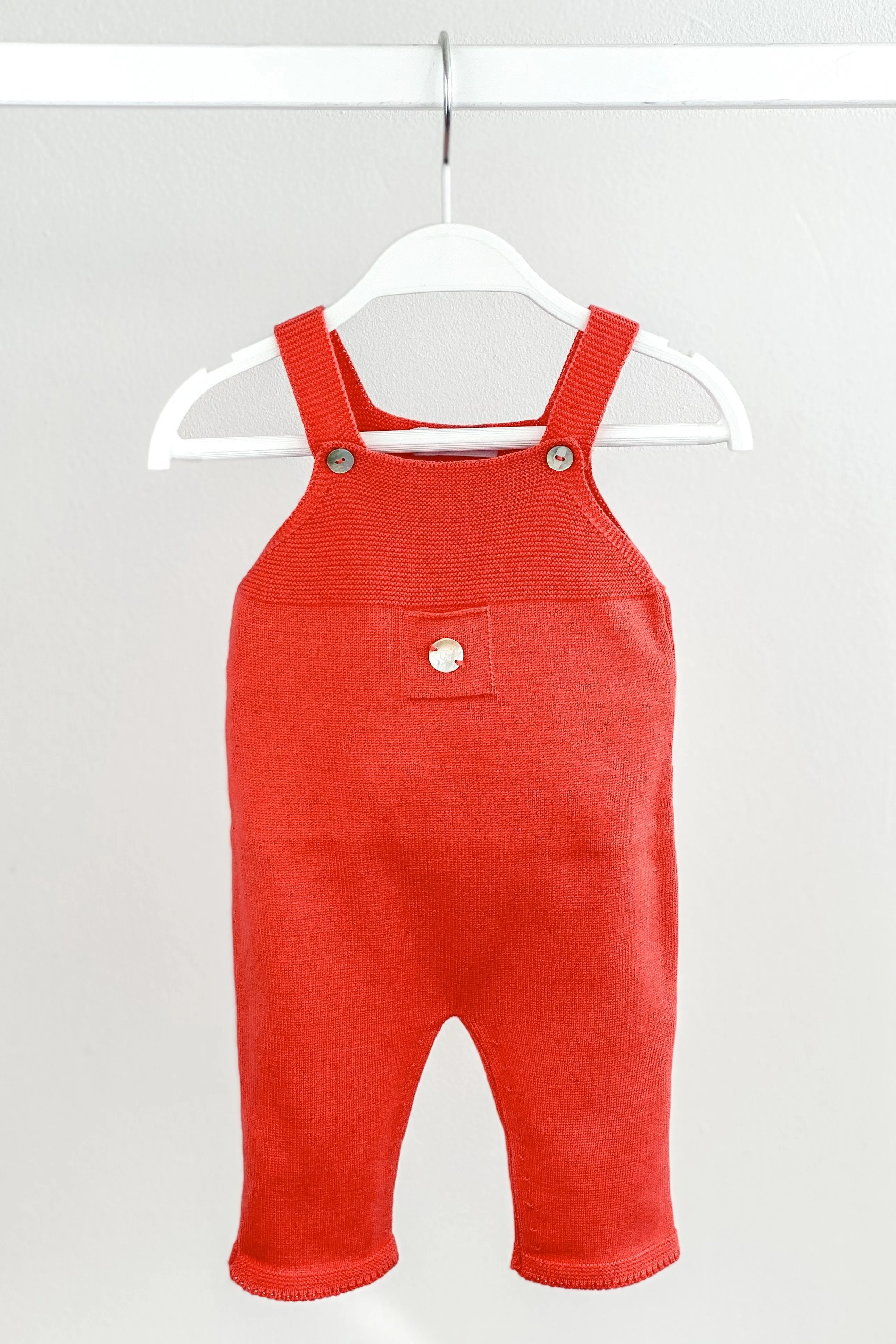 Classic Knitted Dungarees - Candy Apple Red