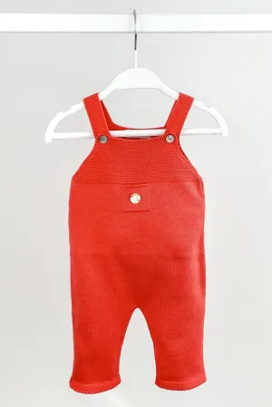 Classic Knitted Dungarees - Candy Apple Red