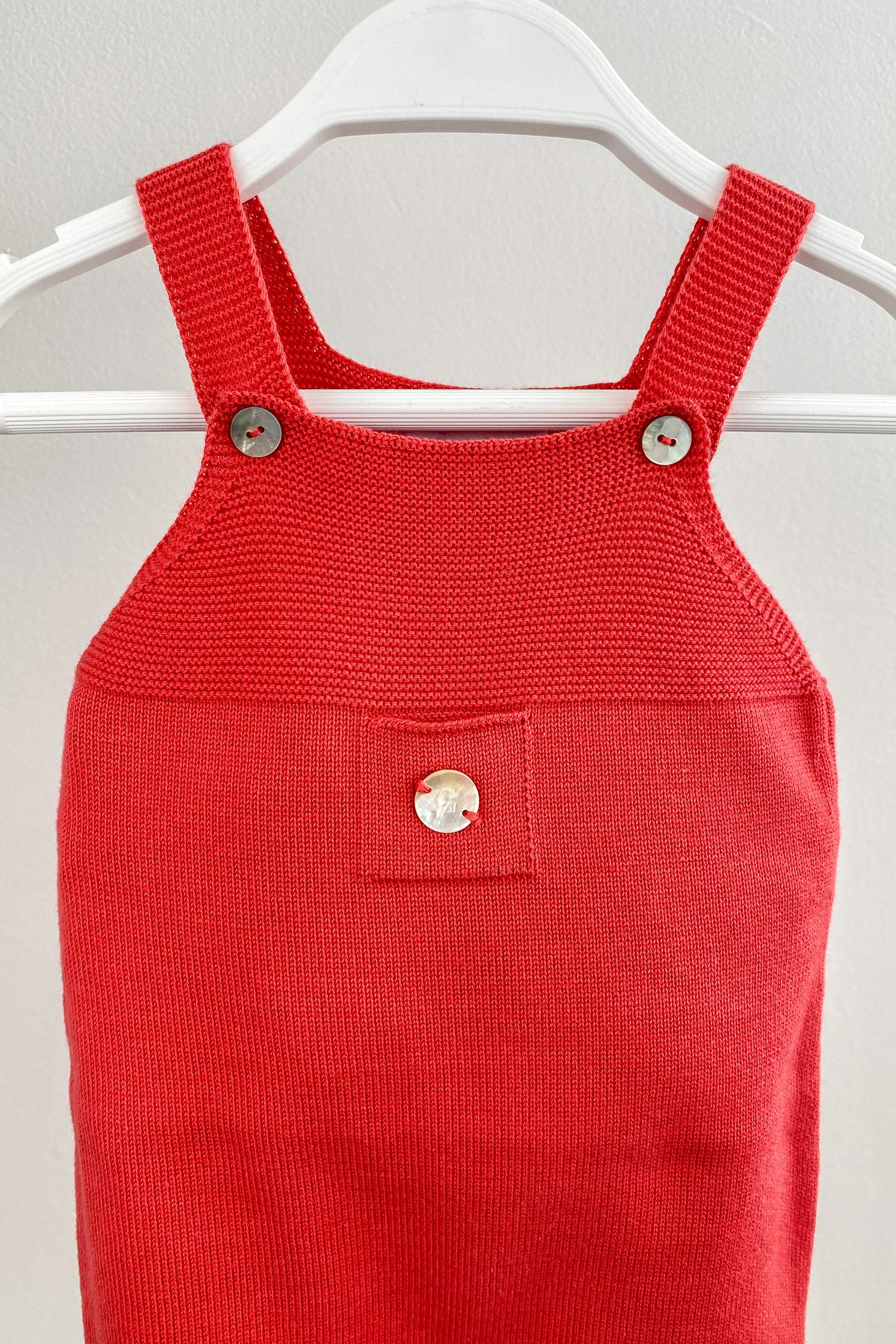 Classic Knitted Dungarees - Candy Apple Red