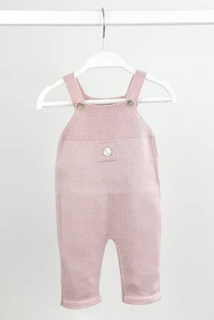 Classic Knitted Dungarees - Pale Rose
