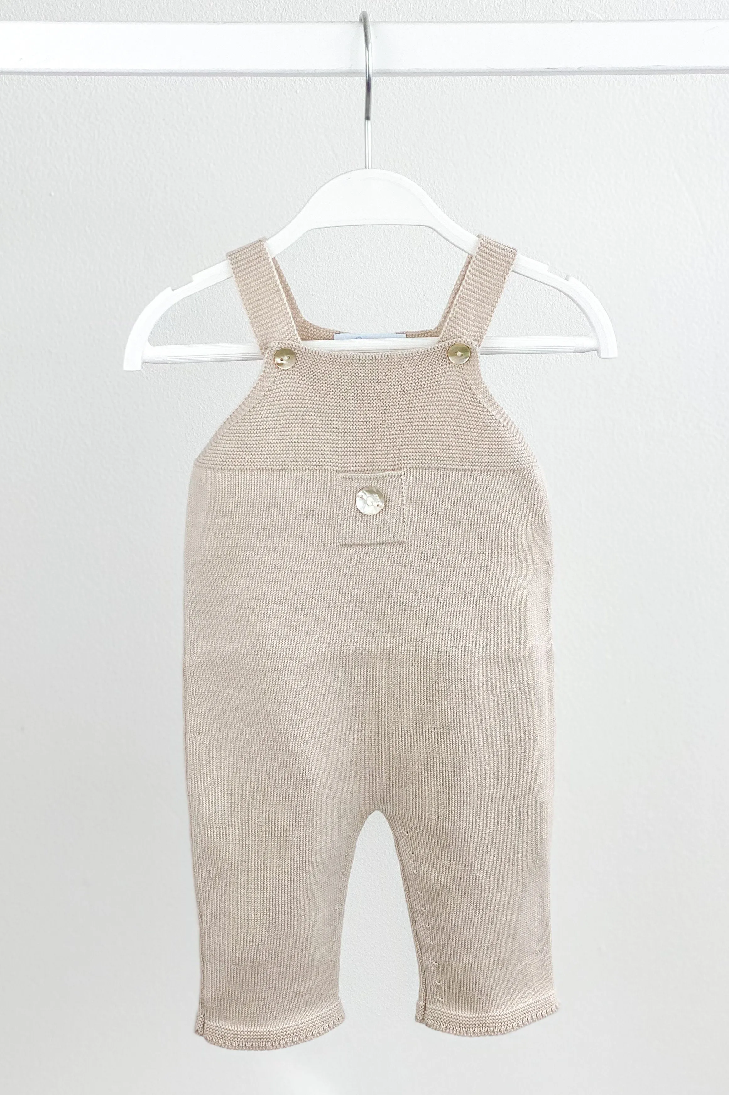 Classic Knitted Dungarees - Stone