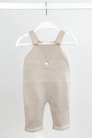 Classic Knitted Dungarees - Stone