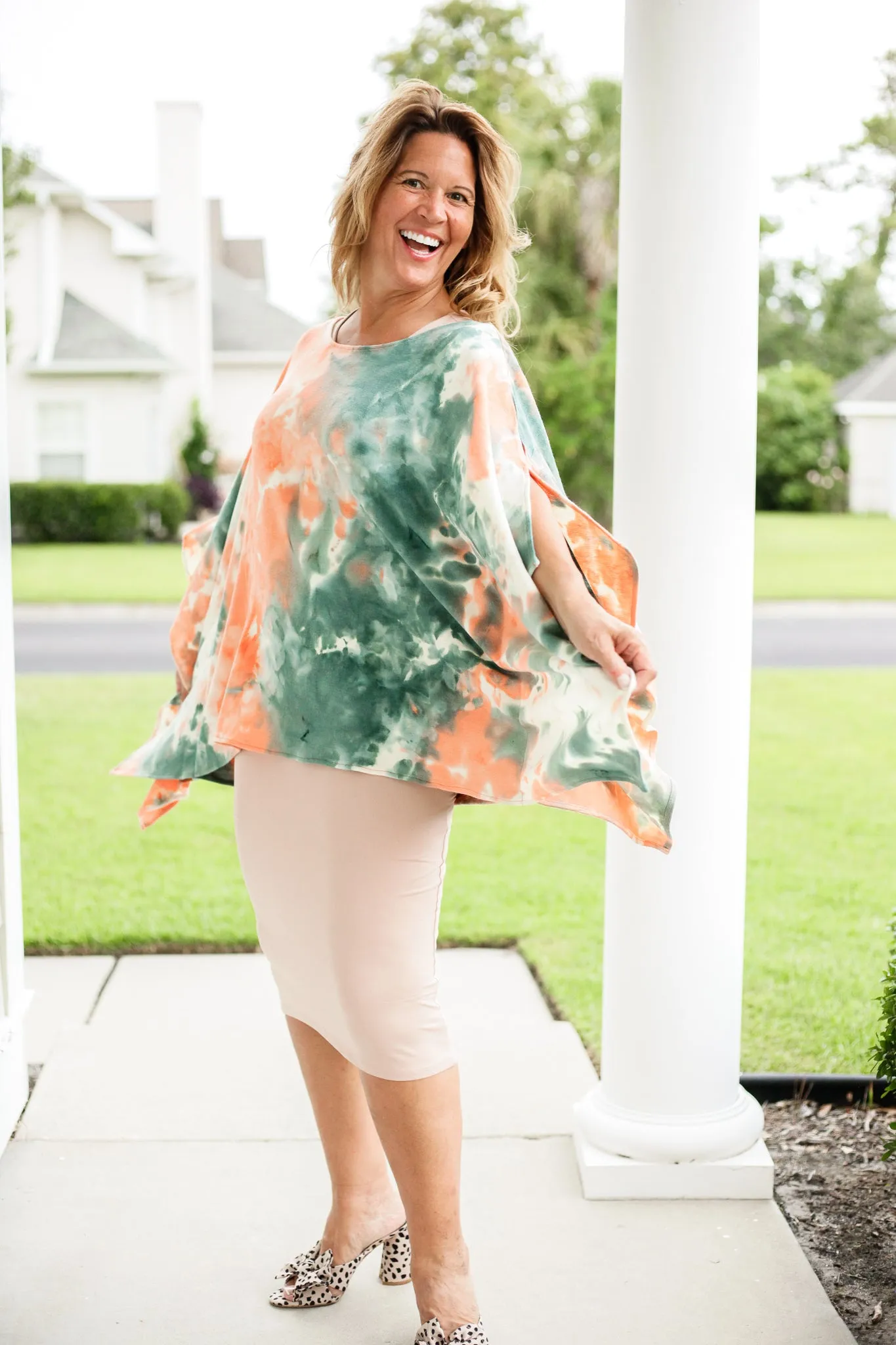 Cloud Cover Tie Dye Poncho Top