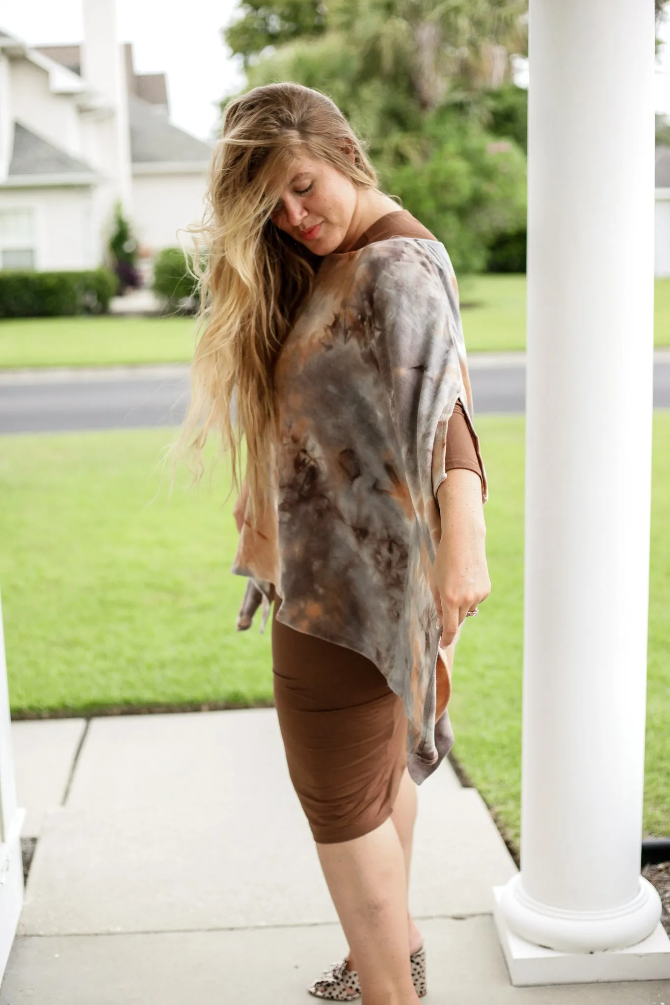 Cloud Cover Tie Dye Poncho Top