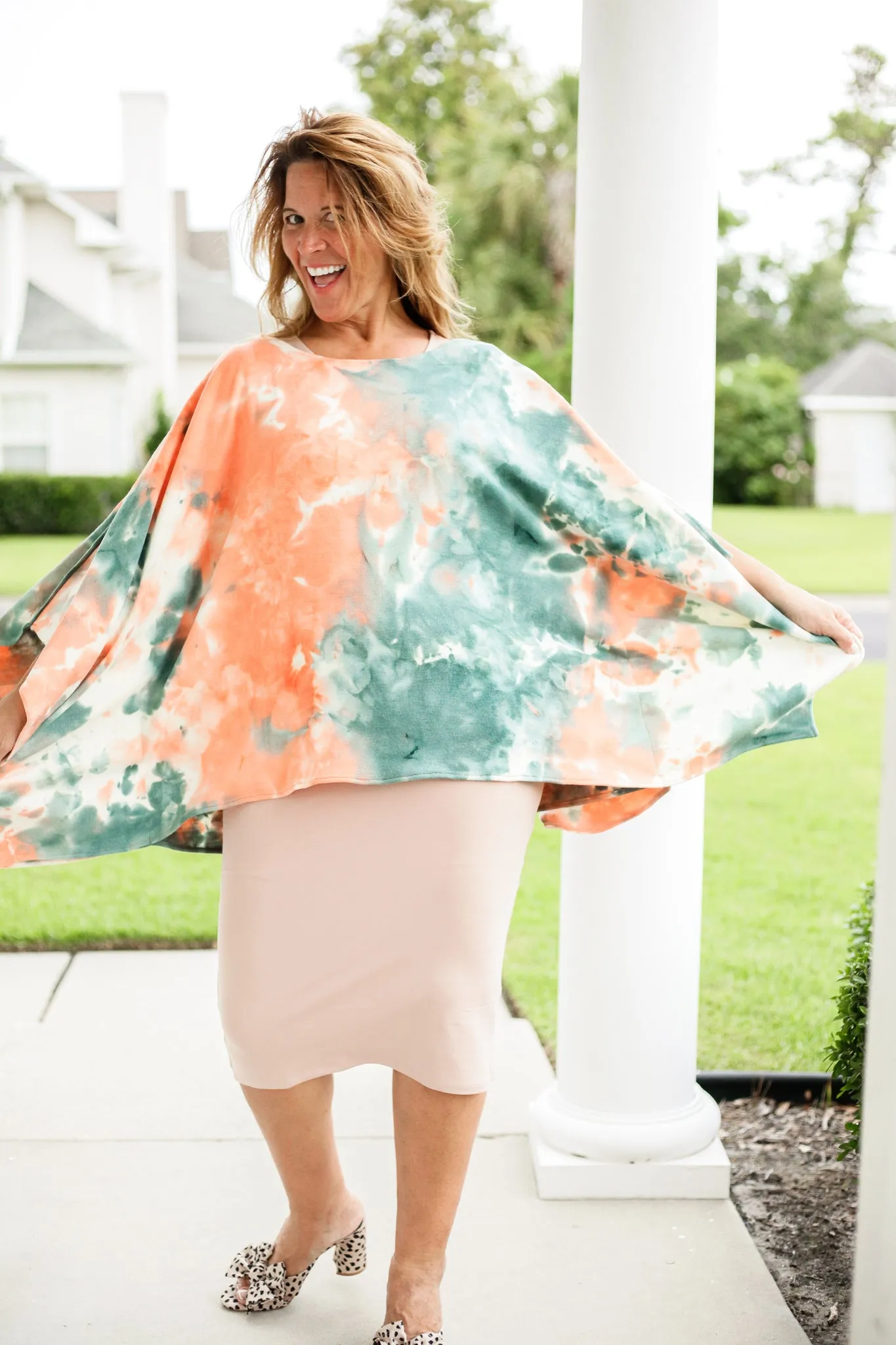 Cloud Cover Tie Dye Poncho Top