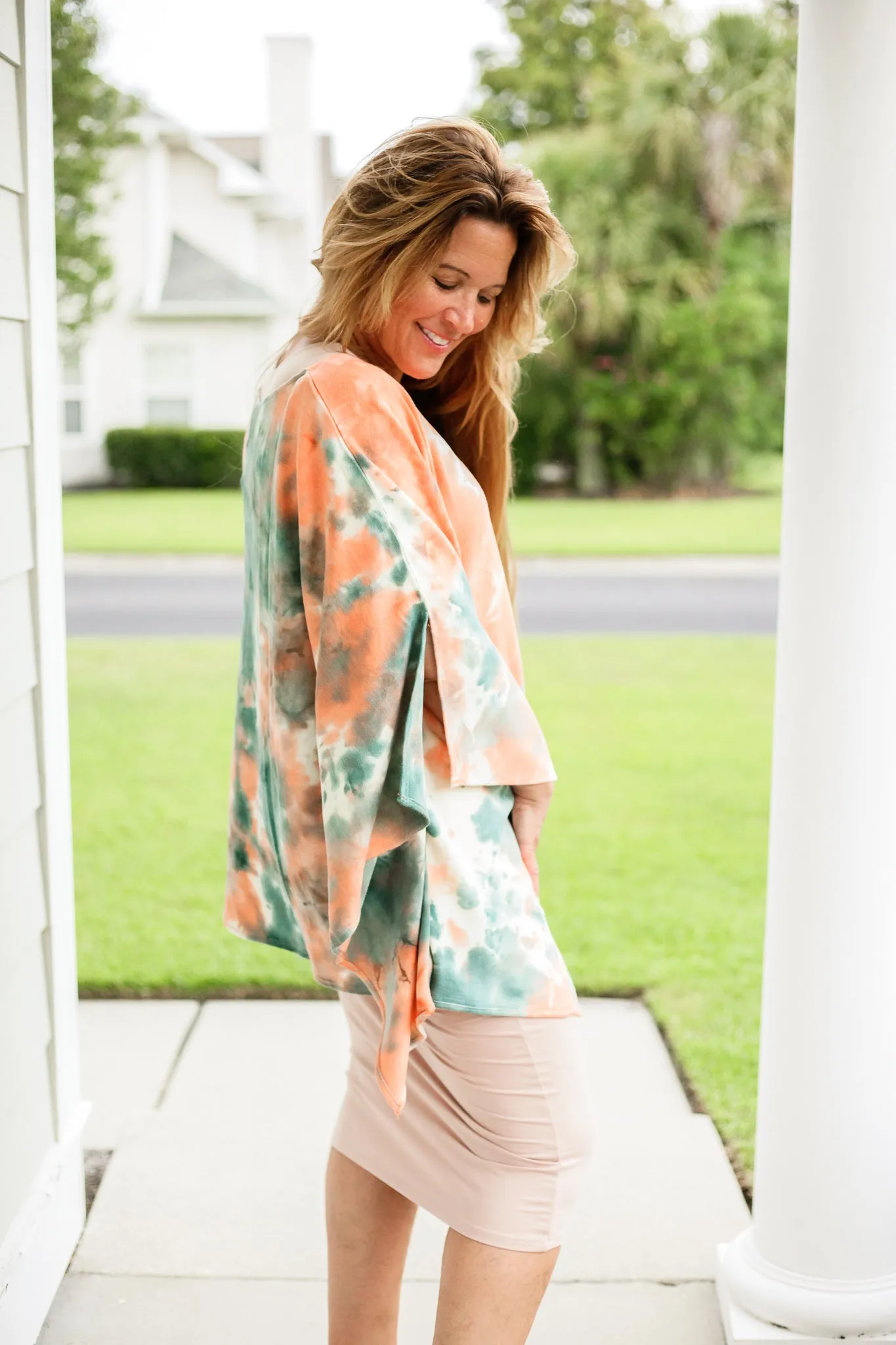 Cloud Cover Tie Dye Poncho Top