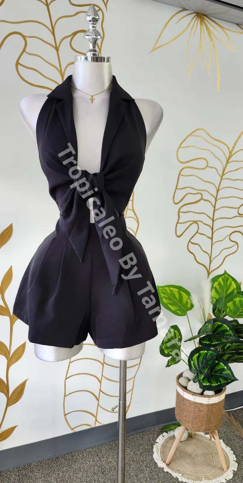 Coastal Breeze Tie-Front Romper (One Piece)