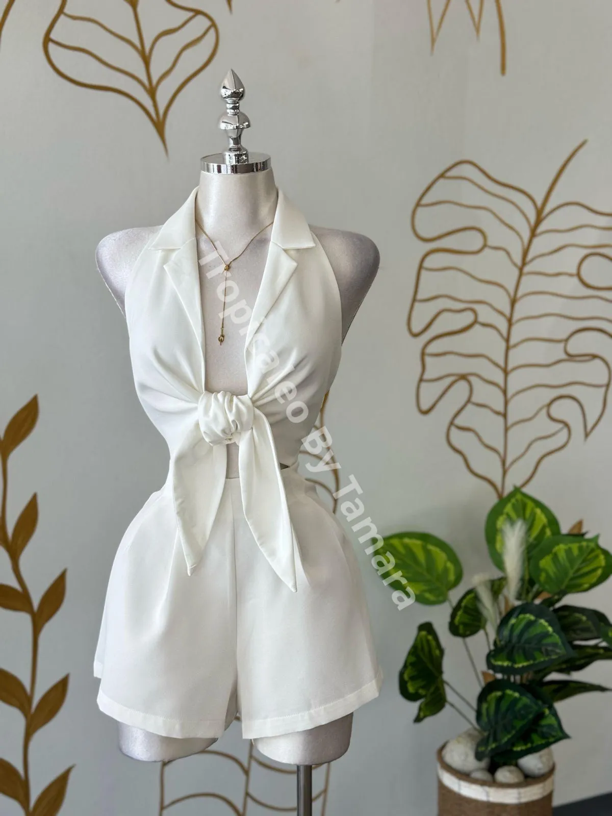 Coastal Breeze Tie-Front Romper (One Piece)