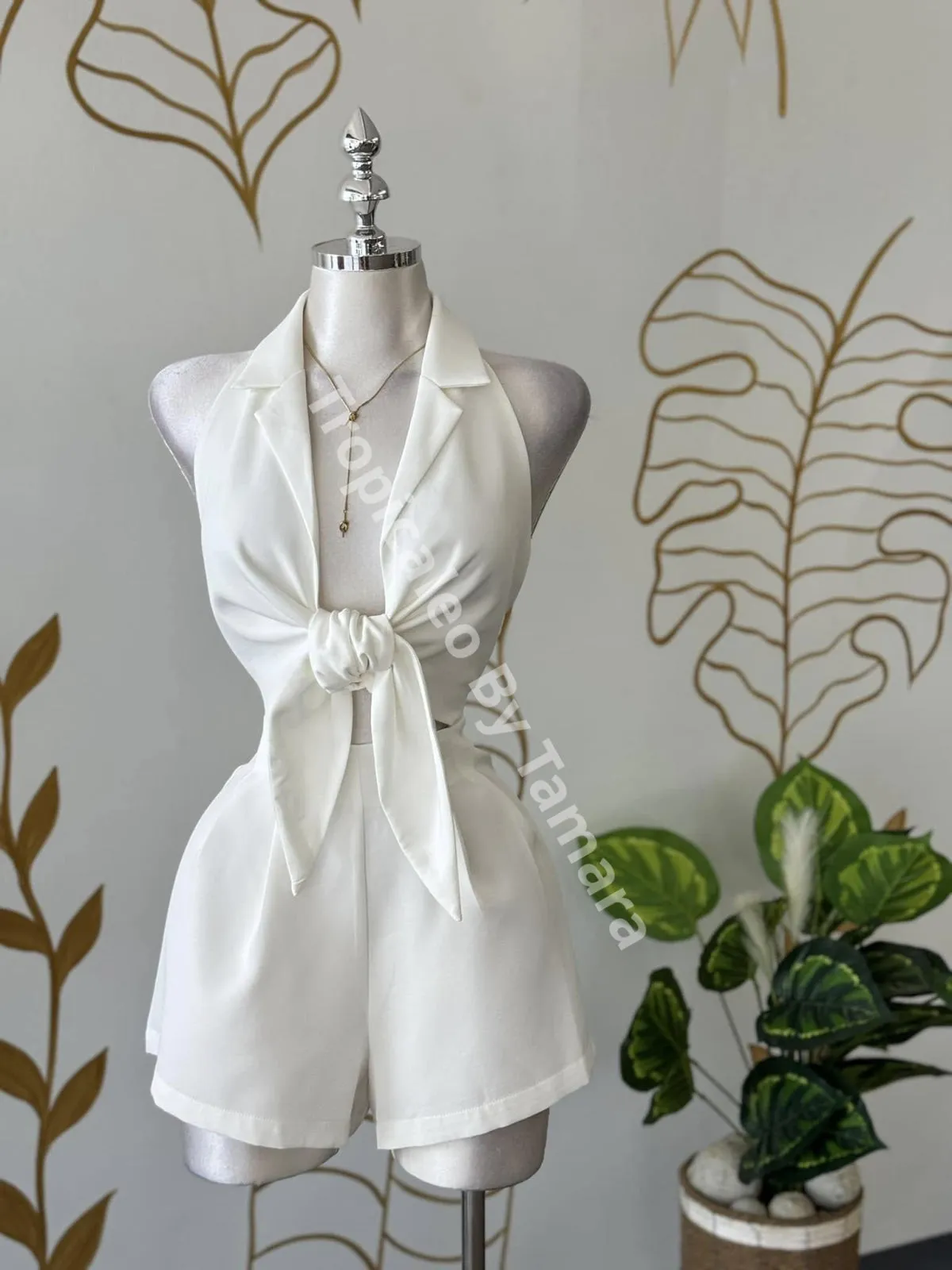 Coastal Breeze Tie-Front Romper (One Piece)