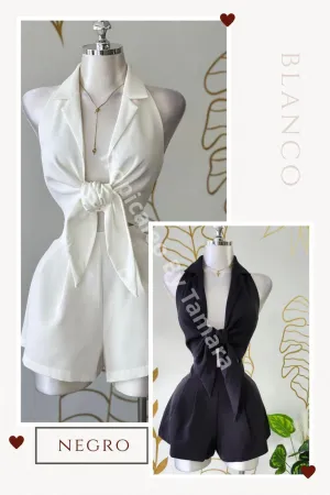 Coastal Breeze Tie-Front Romper (One Piece)