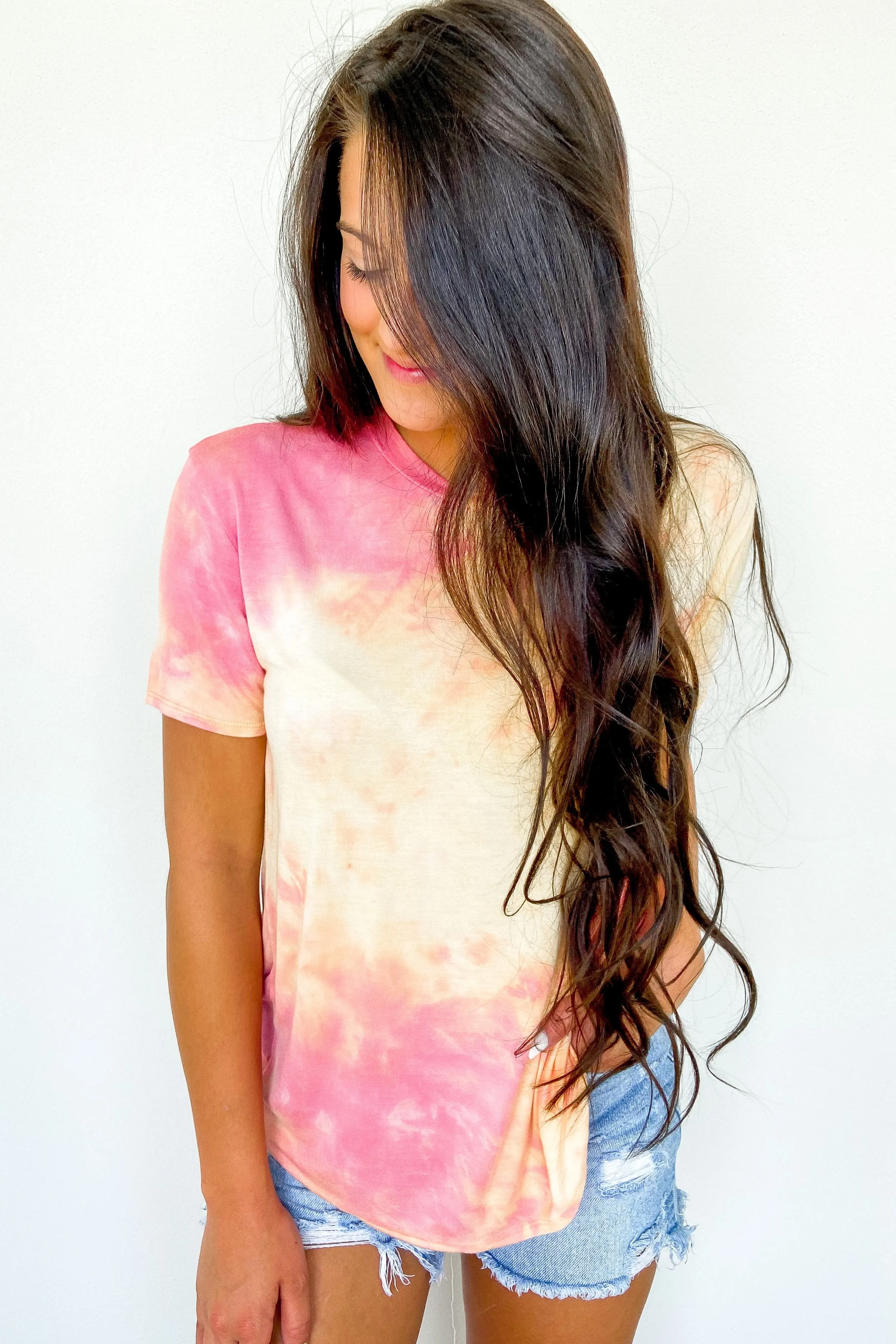 Coastal Sunset Tie Dye Top- Pink & Yellow