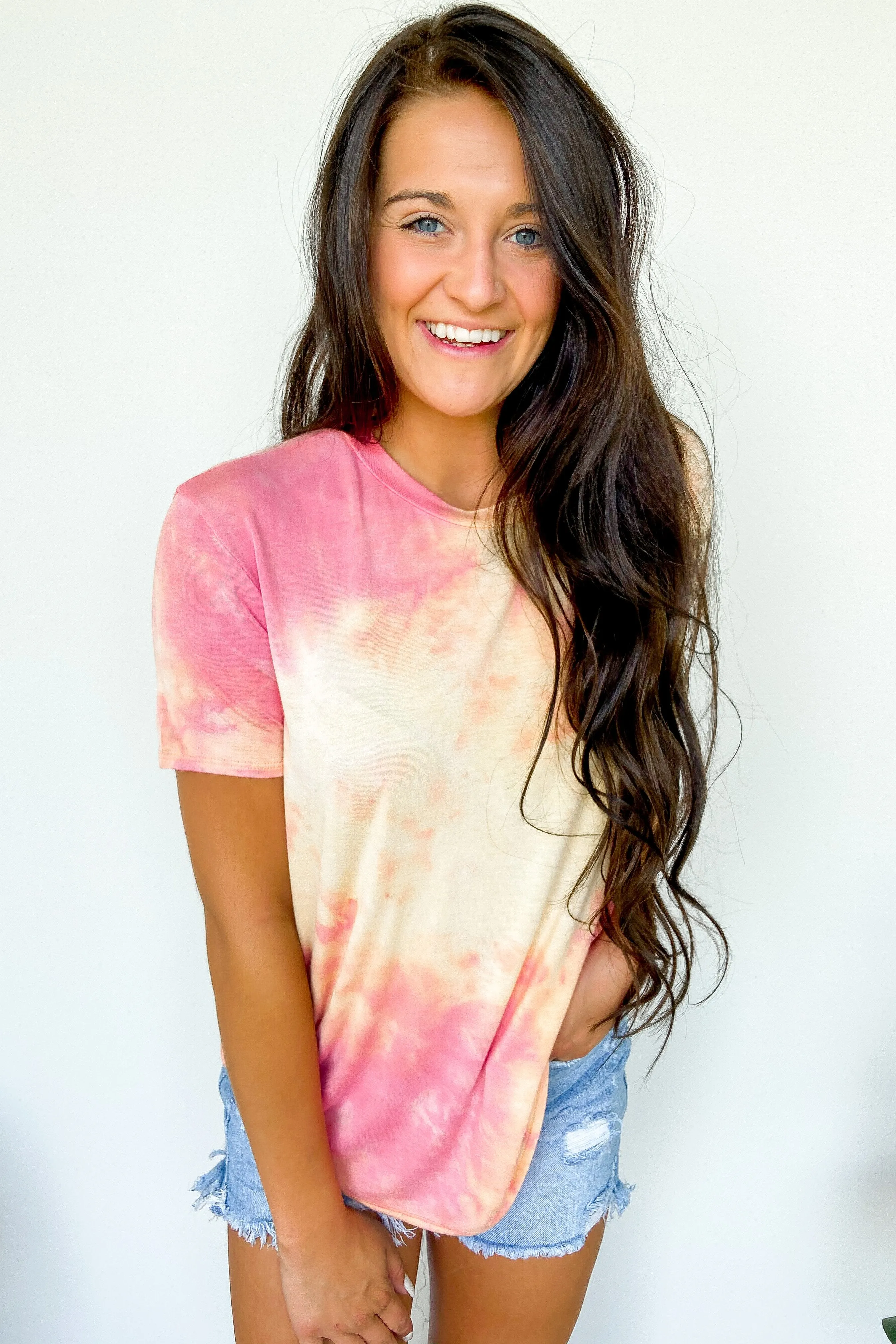 Coastal Sunset Tie Dye Top- Pink & Yellow