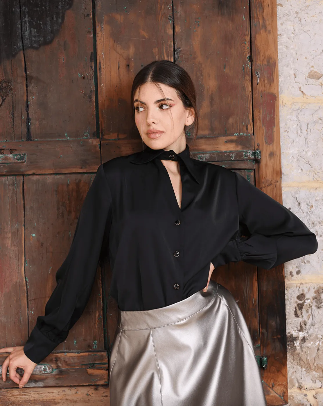 Collar Cut Out Blouse