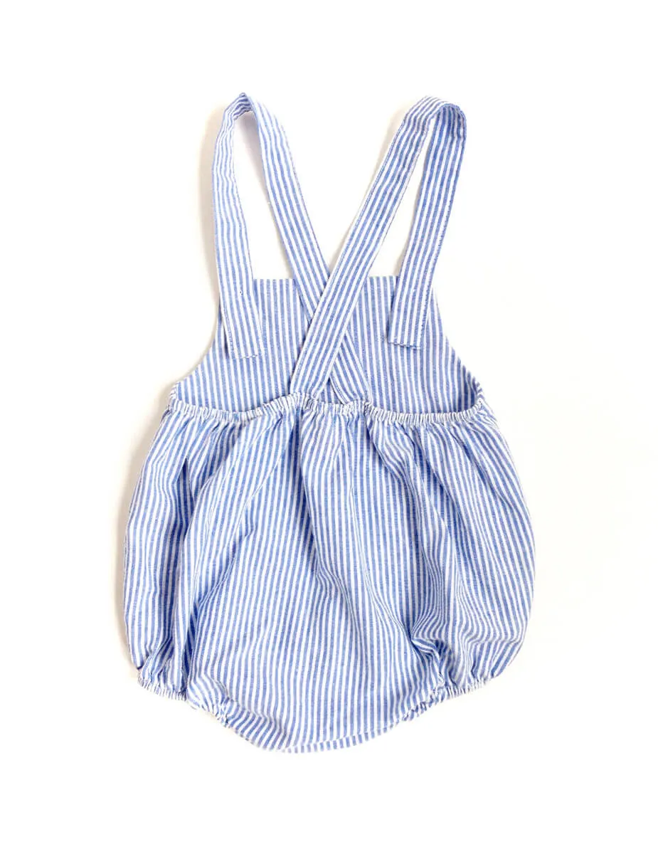 Cotton Baby Romper Blue White Red Stripe