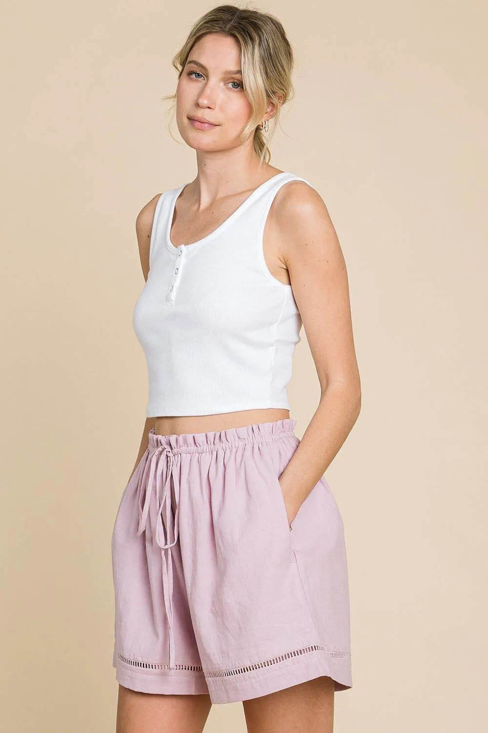 Cotton Bleu by Nu Lab High Waist Drawstring Shorts