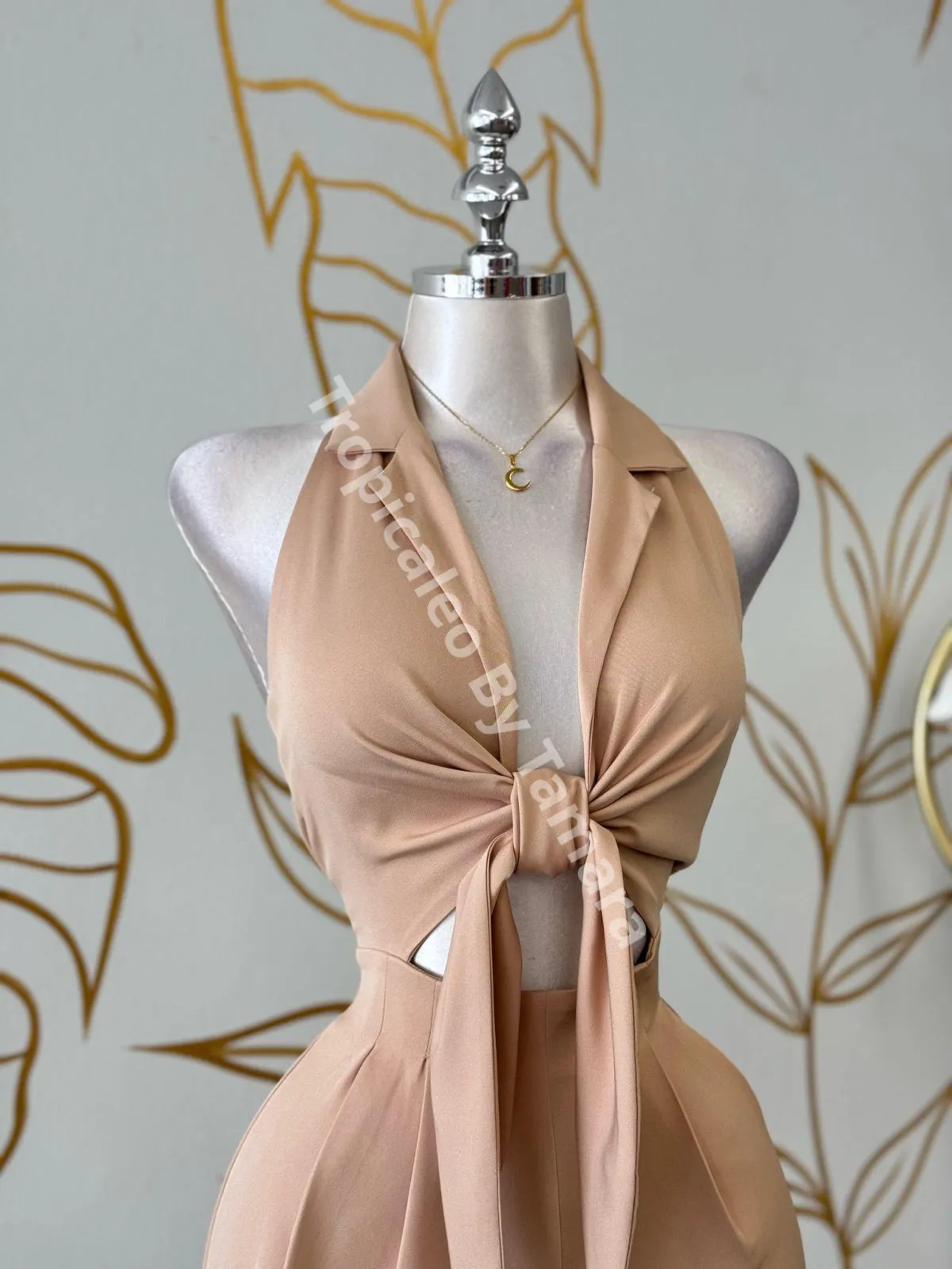 Cream Coastal Breeze Tie-Front Romper (One Piece)