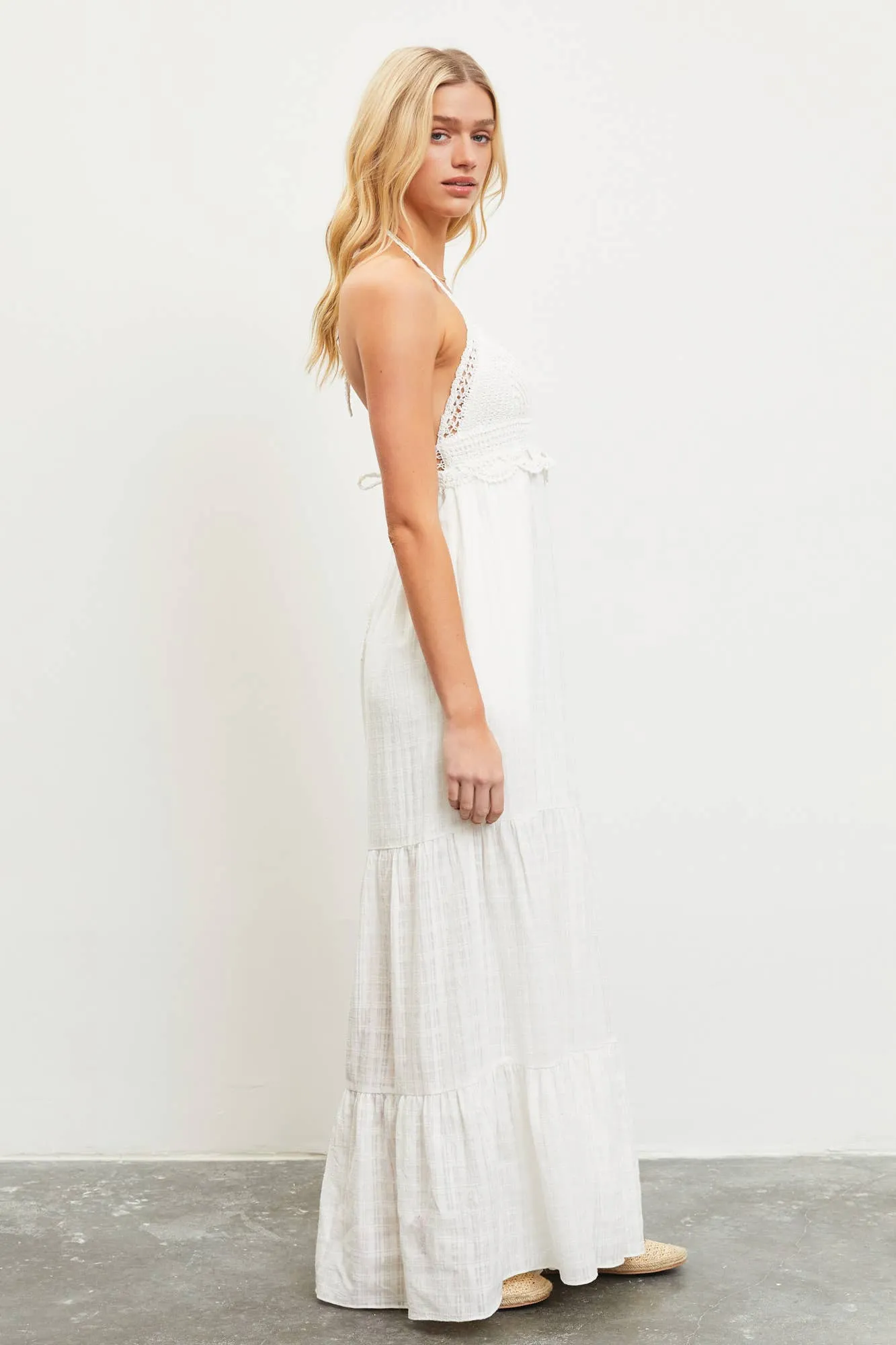 CROCHET HALTER NECK JUMPSUIT