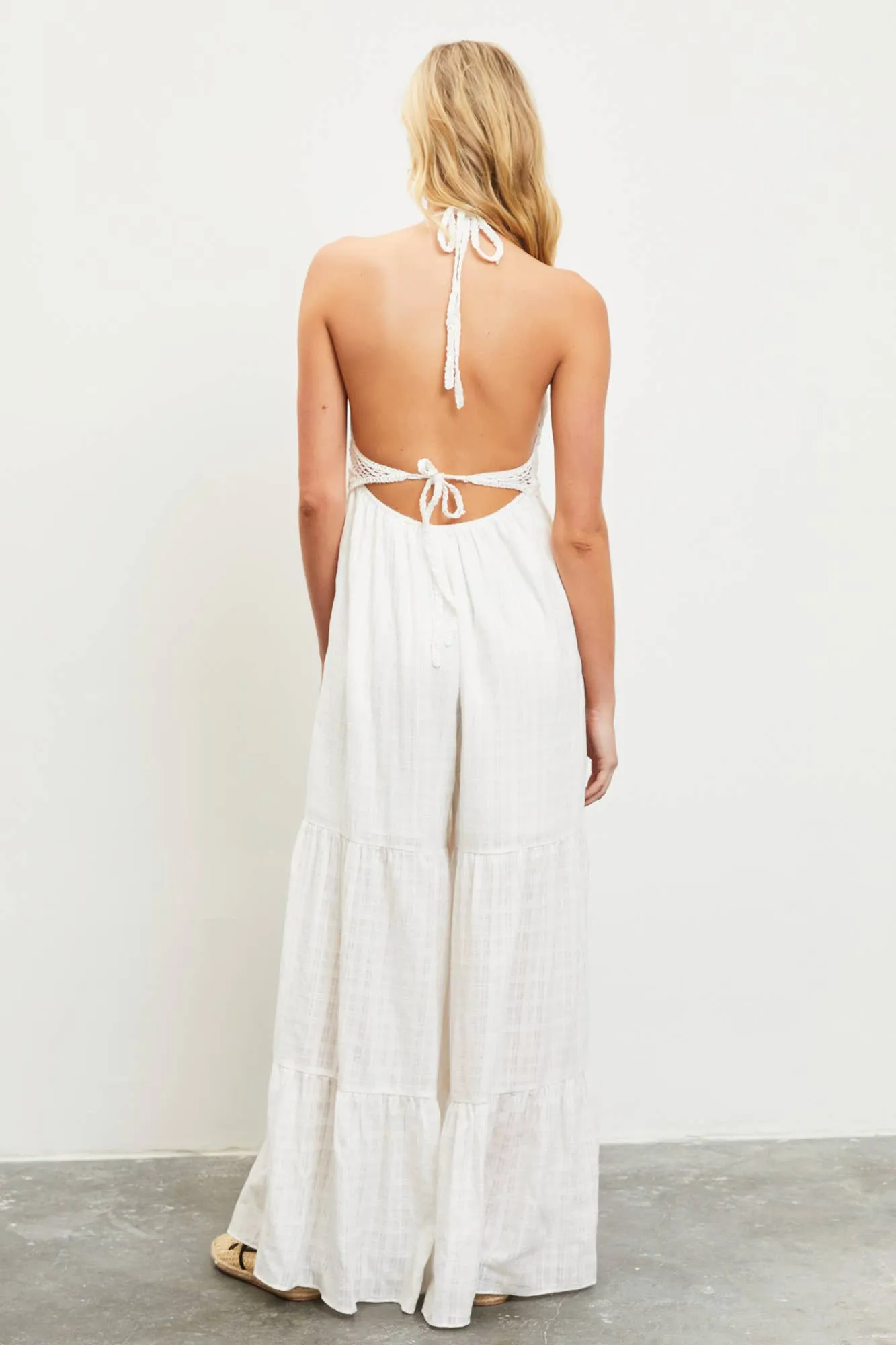 CROCHET HALTER NECK JUMPSUIT