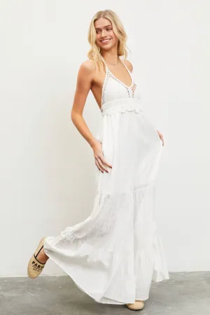 CROCHET HALTER NECK JUMPSUIT