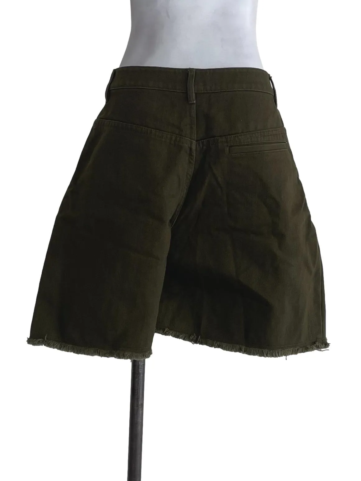 Crocodile Green Distressed Jean Shorts